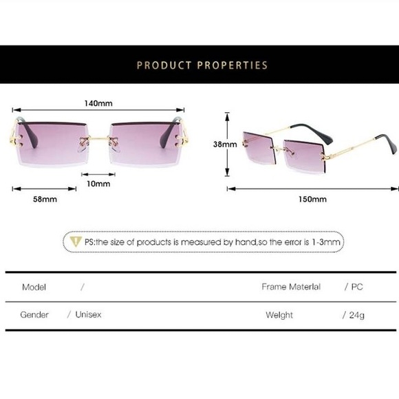 Small Rectangle Rimless Sunglasses - Picture 4 of 4